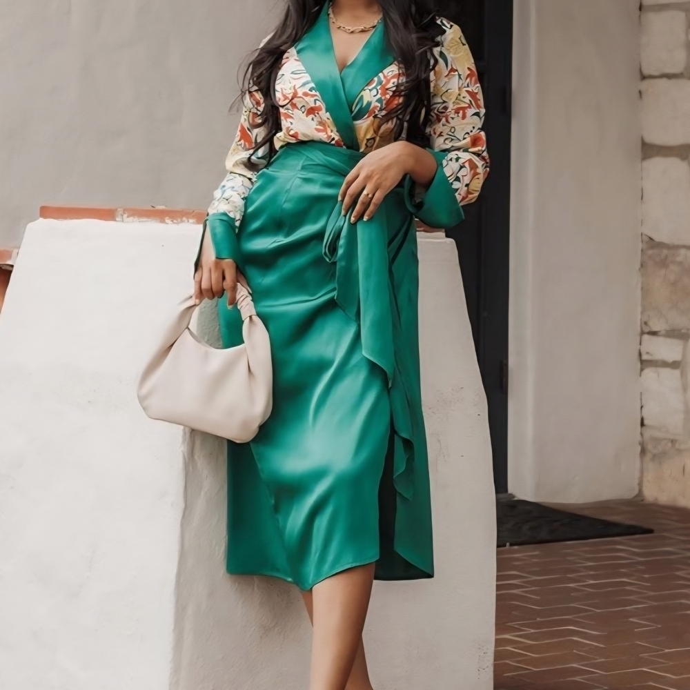 The Drop Women's Ultramarine Green Sarong Wrap Skirt by @sruthijayadevan Size M